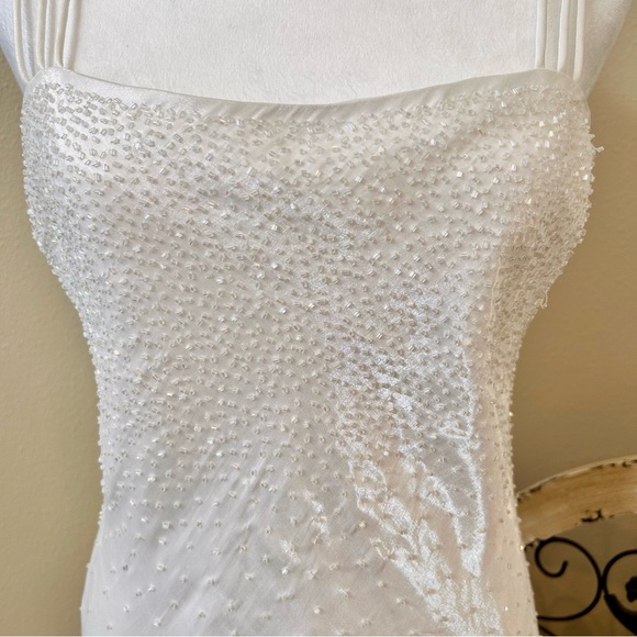 Y2K Beaded Slip Dress Vintage Silky Maxi Sex and the City Style - Picture 4 of 11